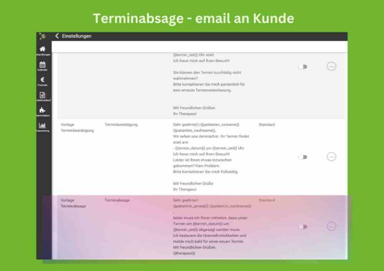 Terminabsage Email an Kunde