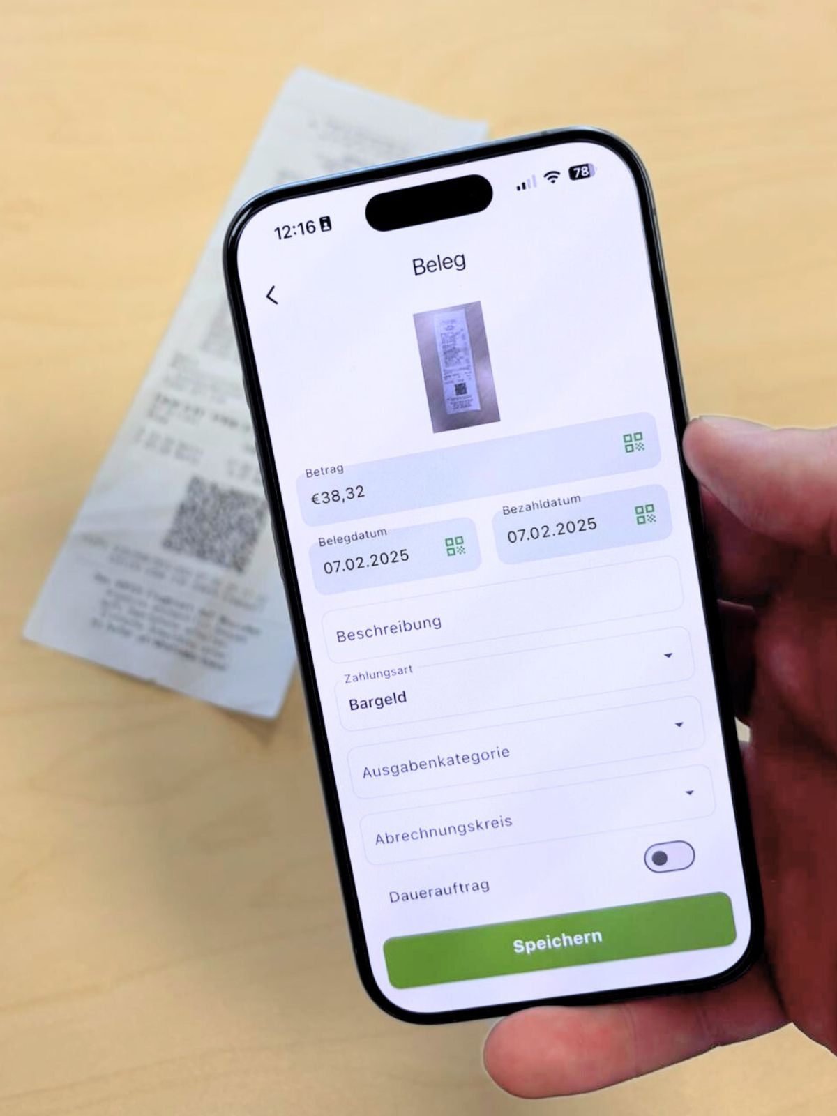 synaptos smartScan App Beleg